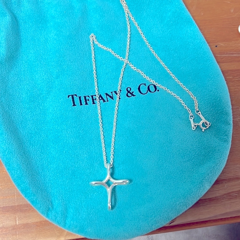 *CHAIN ADDED*Tiffany and Co. Elsa Peretti Infinity Cross Pendant WITH CHAIN!!